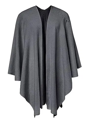PULI Womens Large Cross Front Poncho Sweater Wrap Topper Knitted Elegant Shawls Cape for Fall Winter - 4