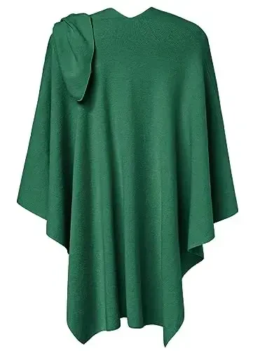 PULI Womens Large Cross Front Poncho Sweater Wrap Topper Knitted Elegant Shawls Cape for Fall Winter - 6