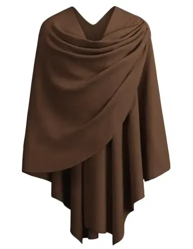 PULI Womens Large Cross Front Poncho Sweater Wrap Topper Knitted Elegant Shawls Cape for Fall Winter 