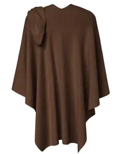 PULI Womens Large Cross Front Poncho Sweater Wrap Topper Knitted Elegant Shawls Cape for Fall Winter - 5