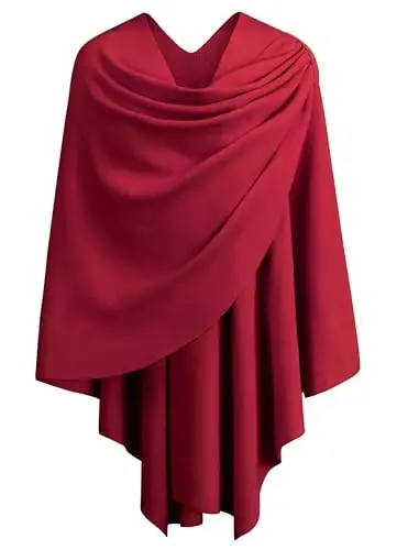 PULI Womens Cross Front Poncho Shawl Wrap Elegant Wedding Formal Gift | Soft Knit Wrap Best Fit 5 ft 4 and Taller Loop Stays in Place All Evening Lightweight Layer for Formal Events - 1