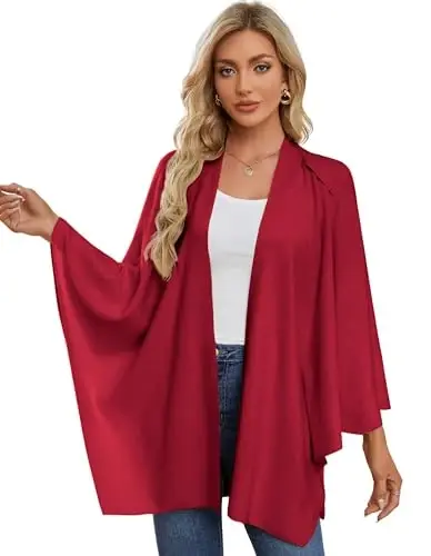 PULI Womens Cross Front Poncho Shawl Wrap Elegant Wedding Formal Gift | Soft Knit Wrap Best Fit 5 ft 4 and Taller Loop Stays in Place All Evening Lightweight Layer for Formal Events - 3