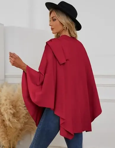 PULI Womens Cross Front Poncho Shawl Wrap Elegant Wedding Formal Gift | Soft Knit Wrap Best Fit 5 ft 4 and Taller Loop Stays in Place All Evening Lightweight Layer for Formal Events - 6