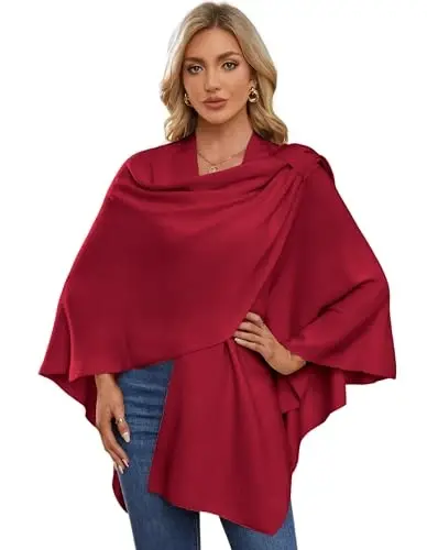 PULI Womens Cross Front Poncho Shawl Wrap Elegant Wedding Formal Gift | Soft Knit Wrap Best Fit 5 ft 4 and Taller Loop Stays in Place All Evening Lightweight Layer for Formal Events - PULI (1)