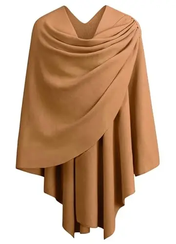 PULI Womens Cross Front Poncho Shawl Wrap Elegant Wedding Formal Gift | Soft Knit Wrap Best Fit 5 ft 4 and Taller Loop Stays in Place All Evening Lightweight Layer for Formal Events - 1