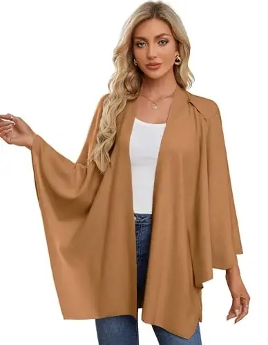 PULI Womens Cross Front Poncho Shawl Wrap Elegant Wedding Formal Gift | Soft Knit Wrap Best Fit 5 ft 4 and Taller Loop Stays in Place All Evening Lightweight Layer for Formal Events - 3