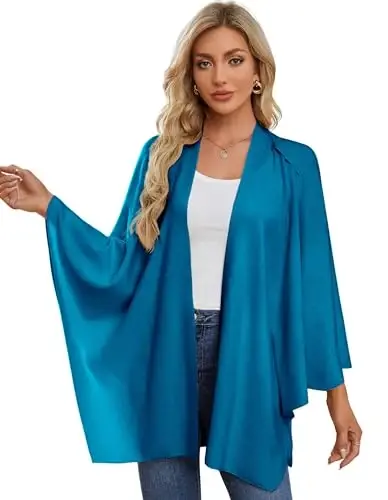 PULI Womens Cross Front Poncho Shawl Wrap Elegant Wedding Formal Gift | Soft Knit Wrap Best Fit 5 ft 4 and Taller Loop Stays in Place All Evening Lightweight Layer for Formal Events - 3