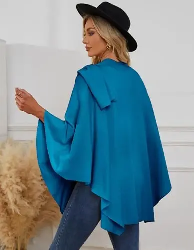 PULI Womens Cross Front Poncho Shawl Wrap Elegant Wedding Formal Gift | Soft Knit Wrap Best Fit 5 ft 4 and Taller Loop Stays in Place All Evening Lightweight Layer for Formal Events - 6