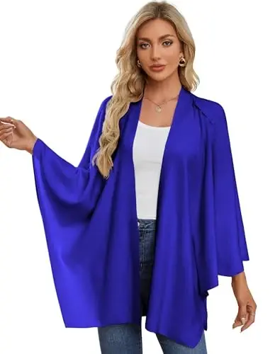 PULI Womens Cross Front Poncho Shawl Wrap Elegant Wedding Formal Gift | Soft Knit Wrap Best Fit 5 ft 4 and Taller Loop Stays in Place All Evening Lightweight Layer for Formal Events - 5