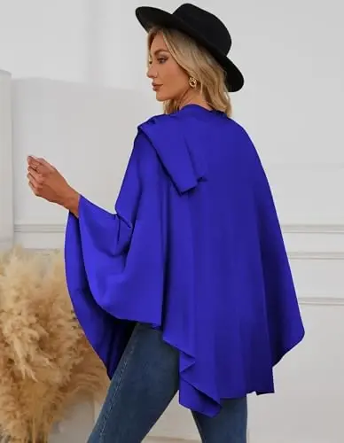 PULI Womens Cross Front Poncho Shawl Wrap Elegant Wedding Formal Gift | Soft Knit Wrap Best Fit 5 ft 4 and Taller Loop Stays in Place All Evening Lightweight Layer for Formal Events - 6
