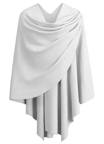 PULI Womens Cross Front Poncho Shawl Wrap Elegant Wedding Formal Gift | Soft Knit Wrap Best Fit 5 ft 4 and Taller Loop Stays in Place All Evening Lightweight Layer for Formal Events - 1