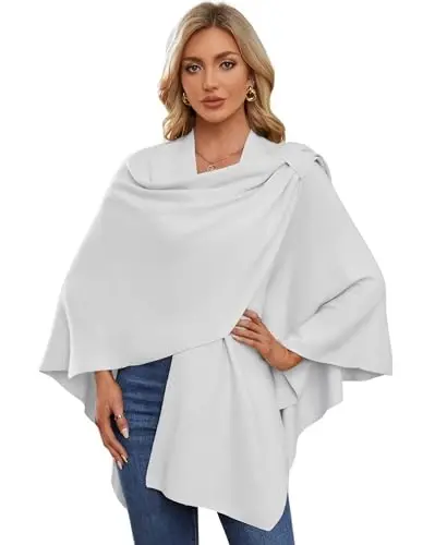 PULI Womens Cross Front Poncho Shawl Wrap Elegant Wedding Formal Gift | Soft Knit Wrap Best Fit 5 ft 4 and Taller Loop Stays in Place All Evening Lightweight Layer for Formal Events - PULI (1)