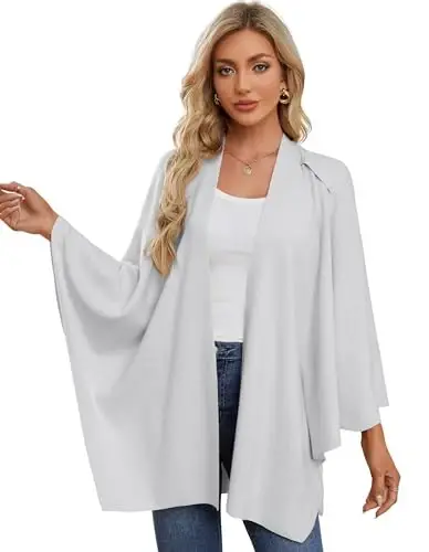 PULI Womens Cross Front Poncho Shawl Wrap Elegant Wedding Formal Gift | Soft Knit Wrap Best Fit 5 ft 4 and Taller Loop Stays in Place All Evening Lightweight Layer for Formal Events - 3