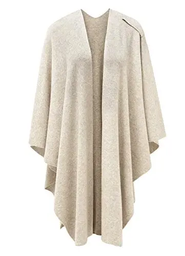 PULI Womens Large Cross Front Poncho Sweater Wrap Topper Knitted Elegant Shawls Cape for Fall Winter - 6