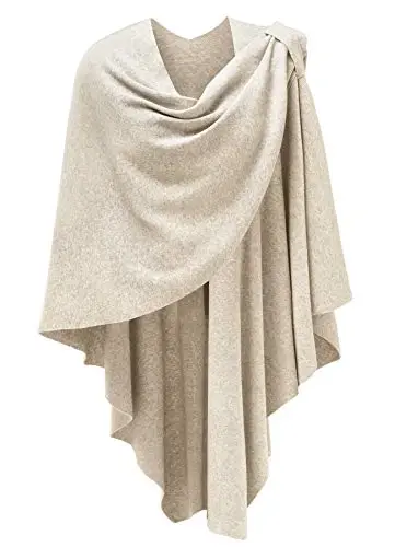 PULI Womens Large Cross Front Poncho Sweater Wrap Topper Knitted Elegant Shawls Cape for Fall Winter 