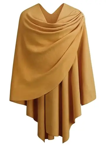 PULI Womens Large Cross Front Poncho Sweater Wrap Topper Knitted Elegant Shawls Cape for Fall Winter 
