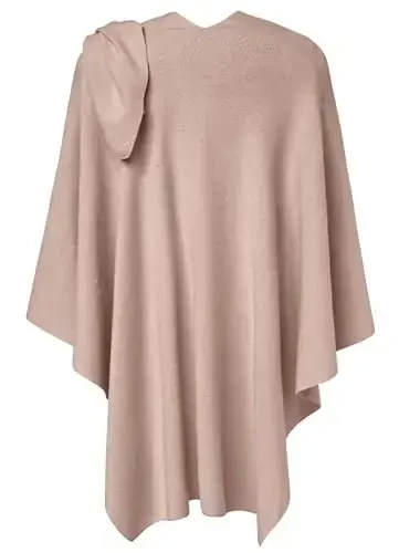 PULI Womens Large Cross Front Poncho Sweater Wrap Topper Knitted Elegant Shawls Cape for Fall Winter - 6