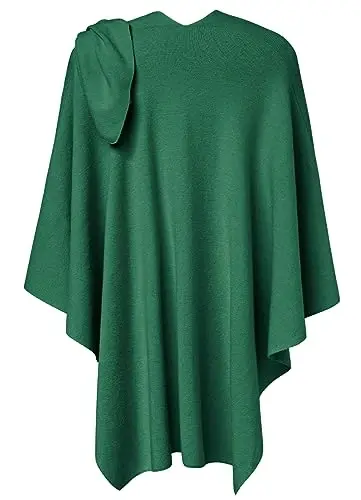 PULI Womens Large Cross Front Poncho Sweater Wrap Topper Knitted Elegant Shawls Cape for Fall Winter - 6