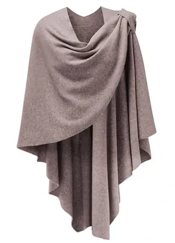 PULI Womens Large Cross Front Poncho Sweater Wrap Topper Knitted Elegant Shawls Cape for Fall Winter - 1