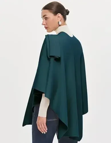 PULI Womens Large Cross Front Poncho Sweater Wrap Topper Knitted Elegant Shawls Cape for Fall Winter - 4