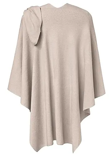 PULI Womens Large Cross Front Poncho Sweater Wrap Topper Knitted Elegant Shawls Cape for Fall Winter - 6