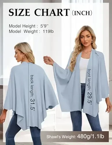 PULI Womens Large Cross Front Poncho Sweater Wrap Topper Knitted Elegant Shawls Cape for Fall Winter - 4