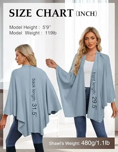 PULI Womens Large Cross Front Poncho Sweater Wrap Topper Knitted Elegant Shawls Cape for Fall Winter - 4