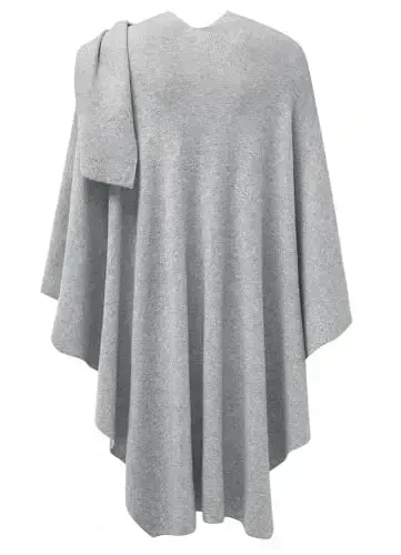 PULI Womens Large Cross Front Poncho Sweater Wrap Topper Knitted Elegant Shawls Cape for Fall Winter - 6