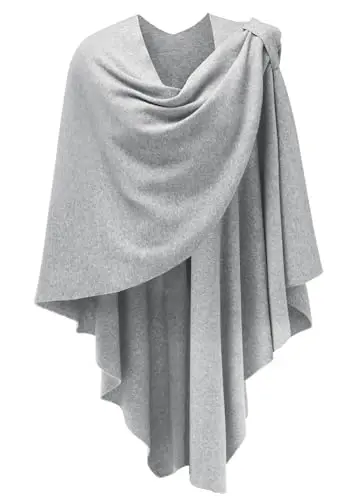 PULI Womens Large Cross Front Poncho Sweater Wrap Topper Knitted Elegant Shawls Cape for Fall Winter 