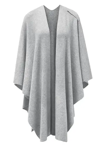 PULI Womens Large Cross Front Poncho Sweater Wrap Topper Knitted Elegant Shawls Cape for Fall Winter - 3