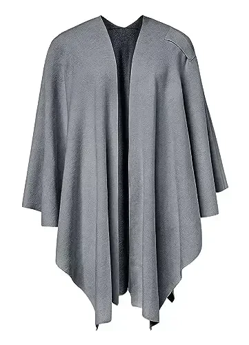 PULI Womens Large Cross Front Poncho Sweater Wrap Topper Knitted Elegant Shawls Cape for Fall Winter - 4