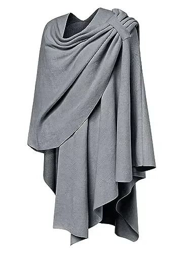 PULI Womens Large Cross Front Poncho Sweater Wrap Topper Knitted Elegant Shawls Cape for Fall Winter - 5