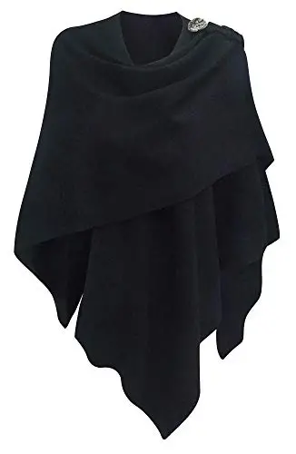 PULI Womens Large Cross Front Poncho Sweater Wrap Topper Knitted Elegant Shawls Cape for Fall Winter - 1