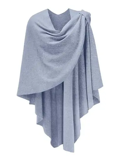 PULI Womens Large Cross Front Poncho Sweater Wrap Topper Knitted Elegant Shawls Cape for Fall Winter 