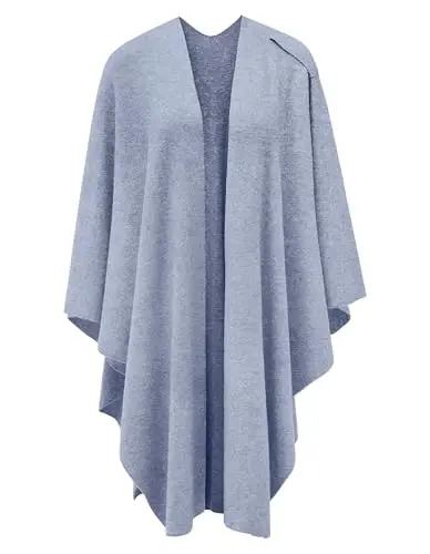 PULI Womens Large Cross Front Poncho Sweater Wrap Topper Knitted Elegant Shawls Cape for Fall Winter - 3