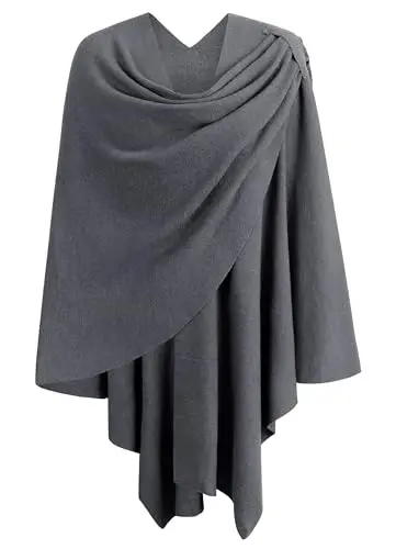 PULI Womens Large Cross Front Poncho Sweater Wrap Topper Knitted Elegant Shawls Cape for Fall Winter 