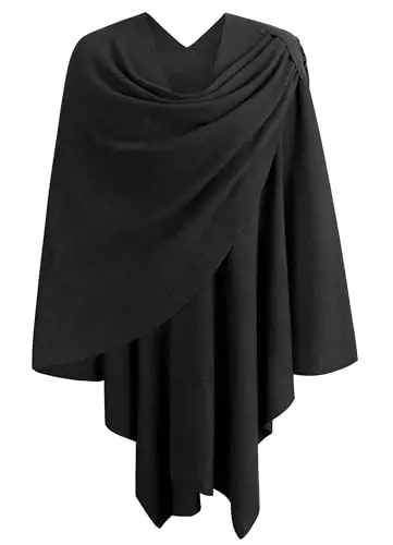 PULI Womens Large Cross Front Poncho Sweater Wrap Topper Knitted Elegant Shawls Cape for Fall Winter - PULI