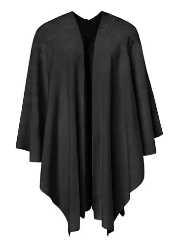 PULI Womens Large Cross Front Poncho Sweater Wrap Topper Knitted Elegant Shawls Cape for Fall Winter - 4