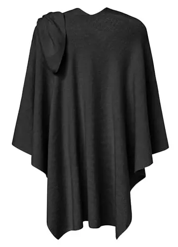 PULI Womens Large Cross Front Poncho Sweater Wrap Topper Knitted Elegant Shawls Cape for Fall Winter - 5