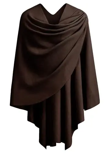 PULI Womens Large Cross Front Poncho Sweater Wrap Topper Knitted Elegant Shawls Cape for Fall Winter - PULI