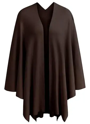 PULI Womens Large Cross Front Poncho Sweater Wrap Topper Knitted Elegant Shawls Cape for Fall Winter - 3