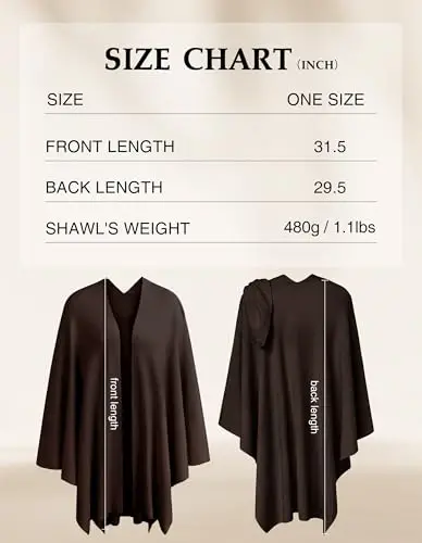 PULI Womens Large Cross Front Poncho Sweater Wrap Topper Knitted Elegant Shawls Cape for Fall Winter - 4