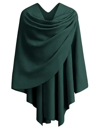 PULI Womens Large Cross Front Poncho Sweater Wrap Topper Knitted Elegant Shawls Cape for Fall Winter - PULI