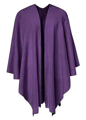 PULI Женский Большой Пончо С Перекрестным Передом Свитер Накидка Топ Вязаный Элегантный Платок Накидка Для Осени Зимы - 2