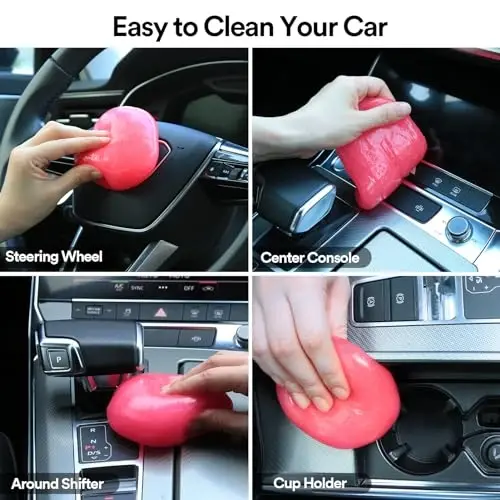 PULIDIKI Car Cleaning Gel Car Cleaning Putty Car Putty Auto Detailing Tools Car Slime Cleaner Dust Cleaning Gel for Car Interior Cleaner Car Cleaning Supplies Car Accessories Pink (2Pack) - 4