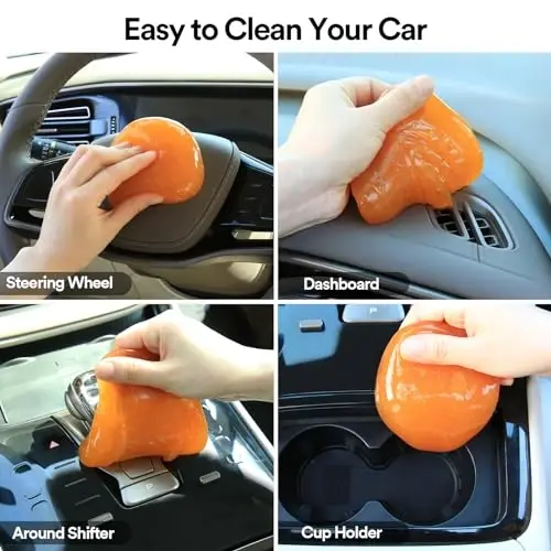 PULIDIKI Car Cleaning Gel for Car Cleaning Putty Car Putty Auto Detailing Tools Car Slime Cleaner Dust Cleaning Gel for Car Interior Cleaner Car Accessories Keyboard Cleaner Orange (2Pack) - 4