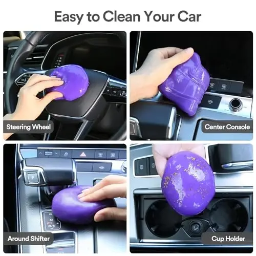 PULIDIKI Car Cleaning Gel Cleaning Putty Car Detailing Kit Car Interior Cleaner Car Slime Cleaner Dust Cleaning Supplies Car Accessories Car Gifts for Men Women Purple (2Pack) - 5