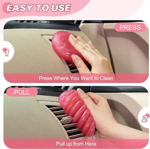 PULIDIKI Car Cleaning Gel Clean Putty Car Interior Cleaner Detailing Tools | Car Slime Cleaner Dust Cleaning Gel for Car Cleaning Supplies Car Essentials Car Gifts Car Accessories for Women Pink - 6