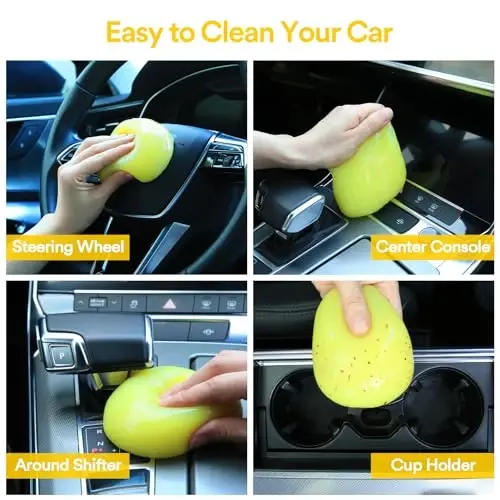 PULIDIKI Car Cleaning Gel Detailing Kits Car Putty Auto Detail Tools Car Interior Cleaner Slime Car Accessories Stocking Stuffers Gifts for Men Women Teens White Elephant Gifts Adult Yellow (2Pack) - 3