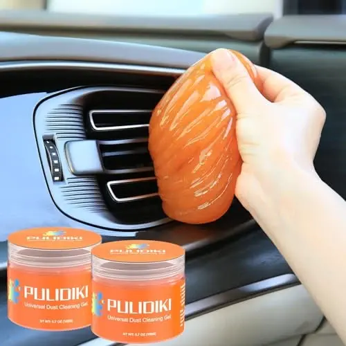 PULIDIKI Car Cleaning Gel Detailing Putty Auto Detail Tools Car Interior Cleaner Slime Supplies Car Accessories Stocking Stuffers Gifts for Men Women Teens White Elephant Gifts Adult Orange (2Pack) - 1